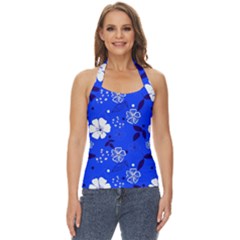 Blooming-seamless-pattern-blue-colors Basic Halter Top by uniart180623