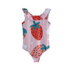 Strawberry-seamless-pattern Kids  Frill Swimsuit by uniart180623