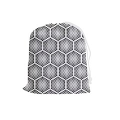 Halftone-tech-hexagons-seamless-pattern Drawstring Pouch (large) by uniart180623