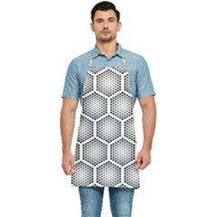 Halftone-tech-hexagons-seamless-pattern Kitchen Apron by uniart180623