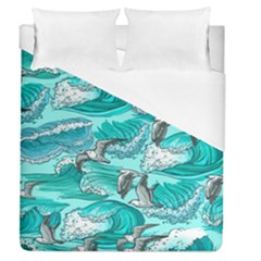 Sea-waves-seamless-pattern Duvet Cover (queen Size) by uniart180623