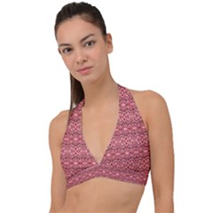 Pink-art-with-abstract-seamless-flaming-pattern Halter Plunge Bikini Top by uniart180623