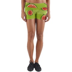 Seamless-background-with-watermelon-slices Yoga Shorts by uniart180623