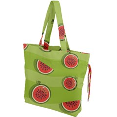 Seamless-background-with-watermelon-slices Drawstring Tote Bag by uniart180623