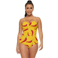 Chili-vegetable-pattern-background Retro Full Coverage Swimsuit by uniart180623