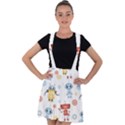 Cute-cartoon-robots-seamless-pattern Velvet Suspender Skater Skirt View1