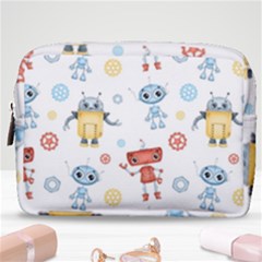 Cute-cartoon-robots-seamless-pattern Make Up Pouch (medium) by uniart180623