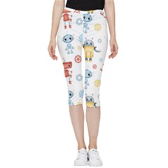 Cute-cartoon-robots-seamless-pattern Inside Out Lightweight Velour Capri Leggings  by uniart180623