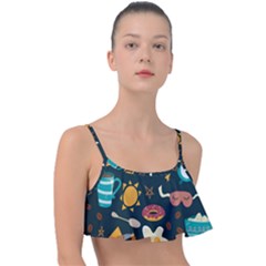 Seamless-pattern-with-breakfast-symbols-morning-coffee Frill Bikini Top by uniart180623