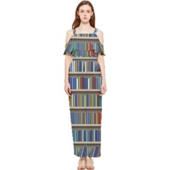 Bookshelf Draped Sleeveless Chiffon Jumpsuit by uniart180623