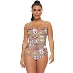 Vector-seamless-pattern-with-doodle-coffee-equipment Retro Full Coverage Swimsuit by uniart180623