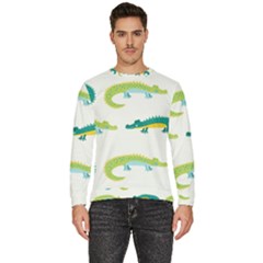 Cute-cartoon-alligator-kids-seamless-pattern-with-green-nahd-drawn-crocodiles Men s Fleece Sweatshirt by uniart180623