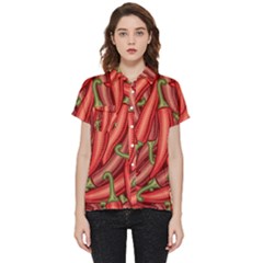 Seamless-chili-pepper-pattern Short Sleeve Pocket Shirt by uniart180623