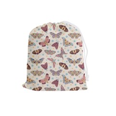 Pattern-with-butterflies-moths Drawstring Pouch (large) by uniart180623