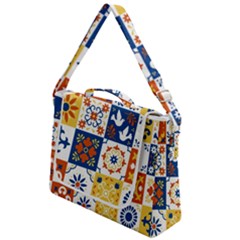 Mexican-talavera-pattern-ceramic-tiles-with-flower-leaves-bird-ornaments-traditional-majolica-style- Box Up Messenger Bag by uniart180623