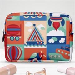 Toy-transport-cartoon-seamless-pattern-with-airplane-aerostat-sail-yacht-vector-illustration Make Up Pouch (medium) by uniart180623