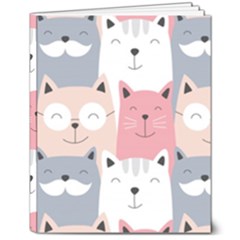 Cute Seamless Pattern With Cats 8  X 10  Hardcover Notebook by uniart180623