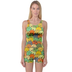 Seamless Pattern With Doodle Bunny One Piece Boyleg Swimsuit by uniart180623