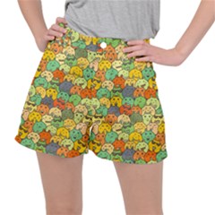 Seamless Pattern With Doodle Bunny Women s Ripstop Shorts by uniart180623