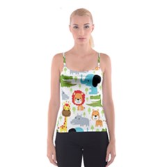 Seamless-pattern-vector-with-animals-cartoon Spaghetti Strap Top by uniart180623