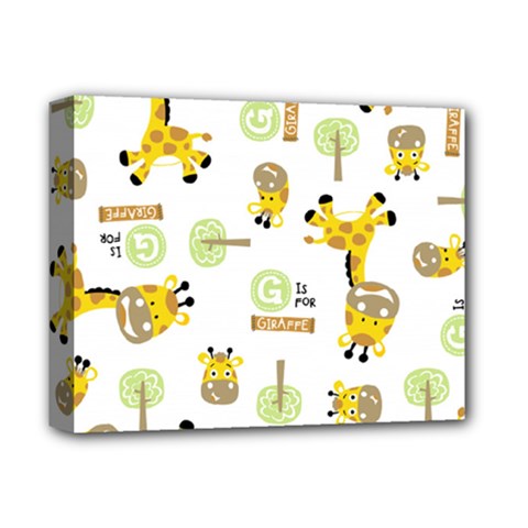 Vector-pattern-with-cute-giraffe-cartoon Deluxe Canvas 14  X 11  (stretched) by uniart180623