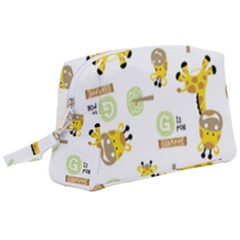 Vector-pattern-with-cute-giraffe-cartoon Wristlet Pouch Bag (large) by uniart180623