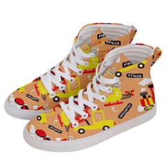 Seamless-pattern-cartoon-with-transportation-vehicles Men s Hi-top Skate Sneakers by uniart180623