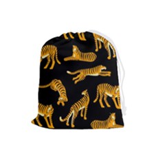 Seamless-exotic-pattern-with-tigers Drawstring Pouch (large) by uniart180623