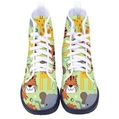 Seamless-pattern-vector-with-animals-wildlife-cartoon Women s High-top Canvas Sneakers by uniart180623