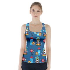 Racing-car-printing-set-cartoon-vector-pattern Racer Back Sports Top by uniart180623