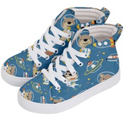 Seamless-pattern-funny-astronaut-outer-space-transportation Kids  Hi-top Skate Sneakers by uniart180623