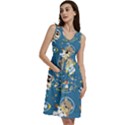 Seamless-pattern-funny-astronaut-outer-space-transportation Sleeveless Dress With Pocket View3