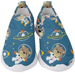 Seamless-pattern-funny-astronaut-outer-space-transportation Kids  Slip On Sneakers by uniart180623