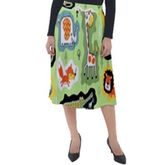 Seamless-pattern-with-wildlife-animals-cartoon Classic Velour Midi Skirt  by uniart180623