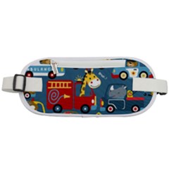 Seamless-pattern-vehicles-cartoon-with-funny-drivers Rounded Waist Pouch by uniart180623