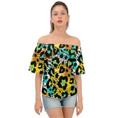 Seamless-leopard-wild-pattern-animal-print Off Shoulder Short Sleeve Top by uniart180623