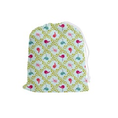 Birds-pattern-background Drawstring Pouch (large) by uniart180623