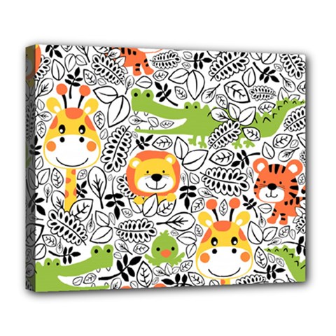 Seamless-pattern-with-wildlife-cartoon Deluxe Canvas 24  X 20  (stretched) by uniart180623