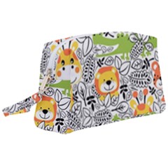 Seamless-pattern-with-wildlife-cartoon Wristlet Pouch Bag (large) by uniart180623