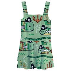 Seamless-pattern-fishes-pirates-cartoon Kids  Layered Skirt Swimsuit by uniart180623