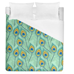 Lovely-peacock-feather-pattern-with-flat-design Duvet Cover (queen Size) by uniart180623