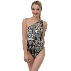 Four-hand-drawn-city-patterns To One Side Swimsuit by uniart180623