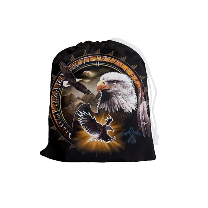 Eagle Dreamcatcher Art Bird Native American Drawstring Pouch (Large)