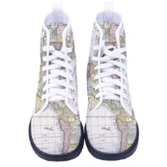 Vintage Map Of The Americas Men s High-top Canvas Sneakers by uniart180623