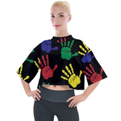 Handprints-hand-print-colourful Mock Neck Tee by uniart180623