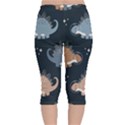 Dino Art Pattern Design Wallpaper Background Velvet Capri Leggings  View2