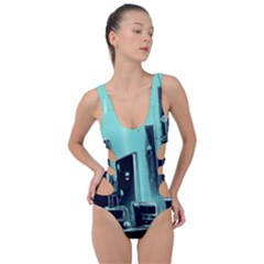 Buildings City Urban Destruction Background Side Cut Out Swimsuit by uniart180623