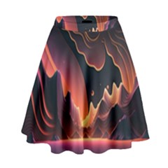 Fire Flame Burn Hot Heat Light Burning Orange High Waist Skirt by uniart180623