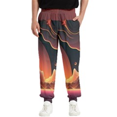 Fire Flame Burn Hot Heat Light Burning Orange Men s Elastic Waist Pants by uniart180623