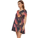 Fire Flame Burn Hot Heat Light Burning Orange Tiered Short Sleeve Babydoll Dress View3